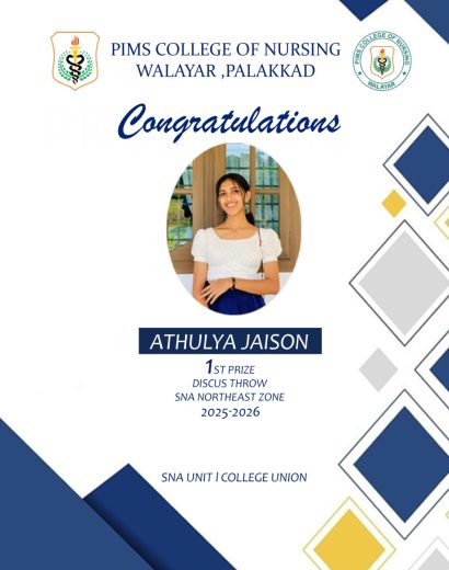 Athulya Jaison Wins 1st Prize in Discus Throw – SNA Northeast Zone 2025–2026