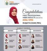PIMS Student Ruqayya Khan Secures Overall Topper Position in First Professional MBBS Results – 2025 Batch